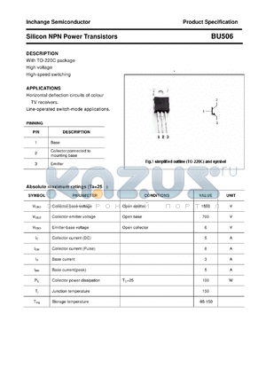 BU506 datasheet - Silicon NPN Power Transistors