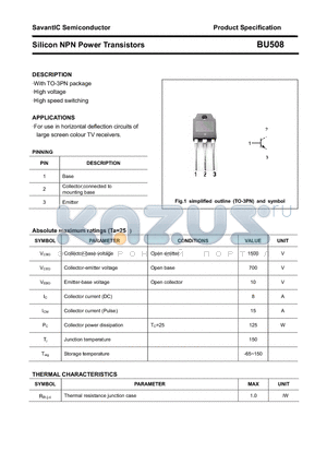 BU508 datasheet - Silicon NPN Power Transistors