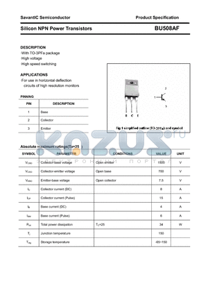 BU508AF datasheet - Silicon NPN Power Transistors