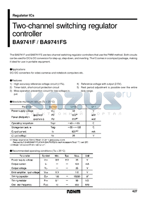 BA9741F datasheet - Two-channel switching regulator controller