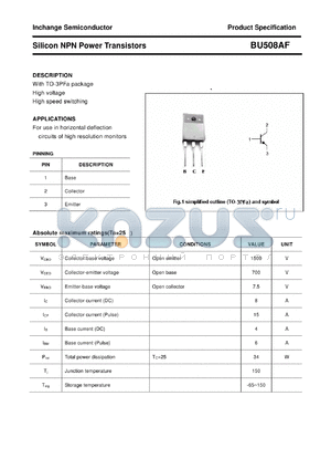 BU508AF datasheet - Silicon NPN Power Transistors