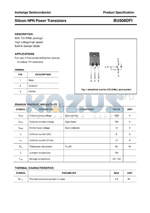 BU508DFI datasheet - Silicon NPN Power Transistors