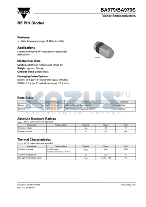 BA979 datasheet - RF PIN Diodes