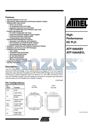 ATF1500ABVL-25AC datasheet - High- Performance EE PLD