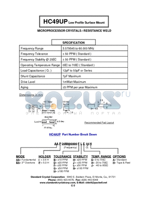 BAI20M000000BHE18A datasheet - MICROPROCESSOR CRYSTALS / RESISTANCE WELD