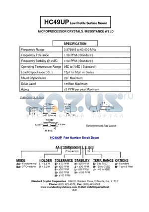 BAI20M000000DHE18A datasheet - MICROPROCESSOR CRYSTALS / RESISTANCE WELD
