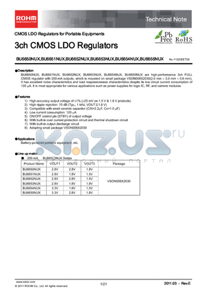 BU6650NUX datasheet - 3ch CMOS LDO Regulators