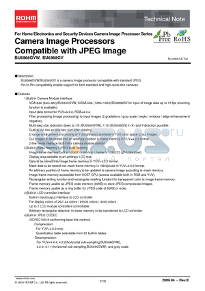 BU6568GV-E2 datasheet - Camera Image Processors Compatible with JPEG Image