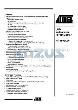 ATF1502ASV_06 datasheet - Highperformance EEPROM CPLD