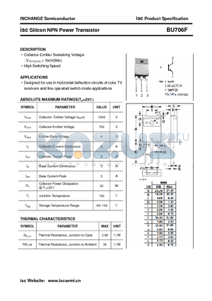 BU706F datasheet - isc Silicon NPN Power Transistor