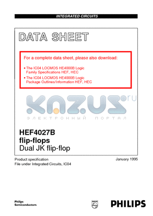 4027 datasheet - Dual JK flip-flop