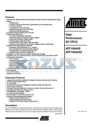 ATF1504AS-10JI84 datasheet - High- Performance EE CPLD