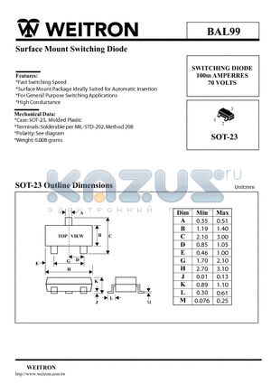 BAL99 datasheet - Surface Mount Switching Diode