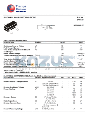 BAL99 datasheet - SILICON PLANAR SWITCHING DIODE