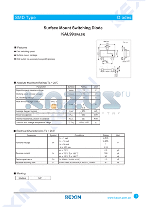 BAL99 datasheet - Surface Mount Switching Diode