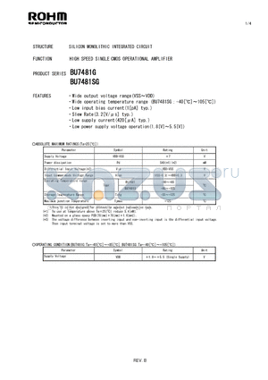 BU7481G datasheet - SILICON MONOLITHIC INTEGRATED CIRCUIT