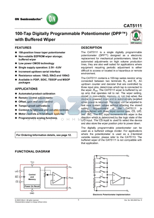 CAT5111VI-00-G datasheet - 100-Tap Digitally Programmable Potentiometer with Buffered Wiper