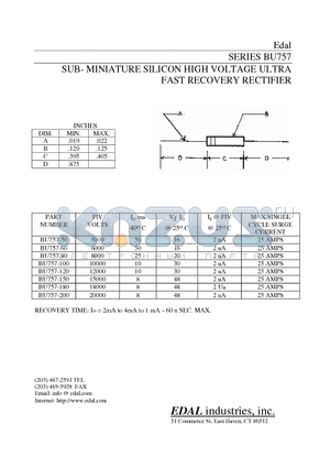 BU757-50 datasheet - SUB- MINIATURE SILICON HIGH VOLTAGE ULTRA FAST RECOVERY RECTIFIER