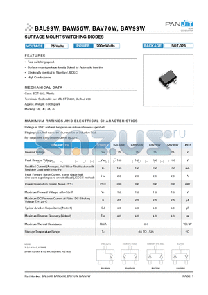 BAL99W datasheet - SURFACE MOUNT SWITCHING DIODES