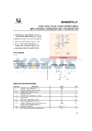 BU808DFX-LF datasheet - HIGH VOLTAGE FAST-SWITCHING NPN POWER DARLINGTON TRANSISTOR