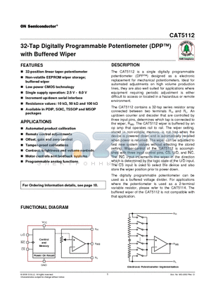 CAT5112 datasheet - 32-Tap Digitally Programmable Potentiometer (DPP) with Buffered Wiper