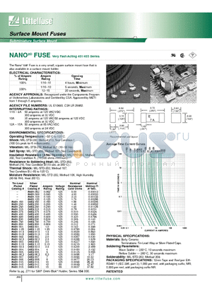 0453.160 datasheet - NANO2 FUSE Very Fast-Acting 451/453 Series