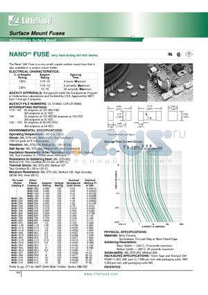045301.5 datasheet - NANO2 FUSE Very Fast-Acting 451/453 Series