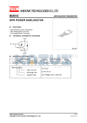 BU931Z_10 datasheet - NPN POWER DARLINGTON