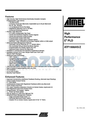 ATF1508ASZ-20QC100 datasheet - High Performance E2 PLD