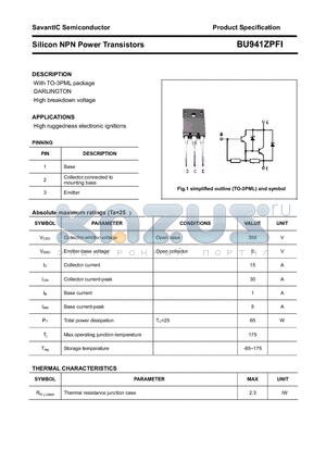 BU941ZPFI datasheet - Silicon NPN Power Transistors