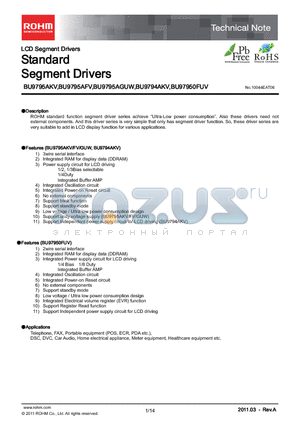 BU9750GUW-E2 datasheet - Standard Segment Drivers