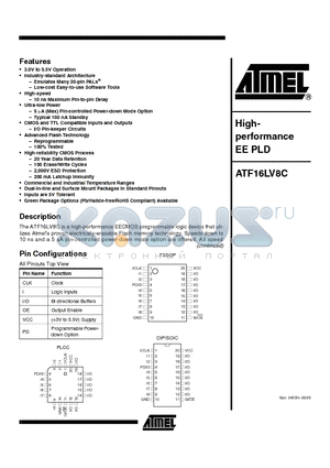 ATF16LV8C-10JU datasheet - Highperformance EE PLD