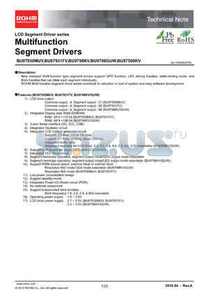 BU97931MUV-E2 datasheet - Multifunction Segment Drivers