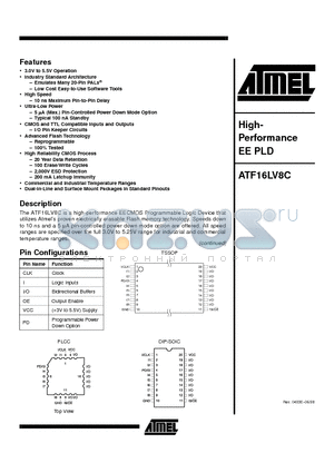 ATF16LV8C-10PI datasheet - High- Performance EE PLD