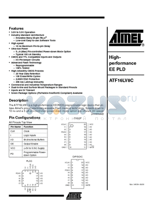 ATF16LV8C-10XI datasheet - Highperformance EE PLD