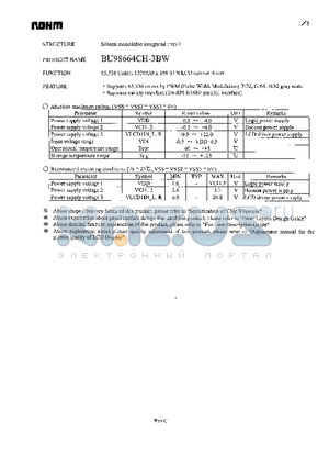 BU98664CH-3BW datasheet - 65,536 Colors 132RGB x 164 STN LCD control driver