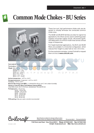 BU9H-2011R6BL datasheet - Common Mode Chokes