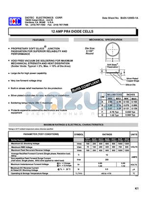 BAR1208D datasheet - 12 AMP PR4 DIODE CELLS