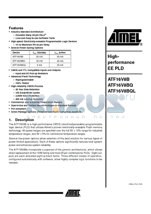 ATF16V8B-10JC datasheet - Highperformance EE PLD