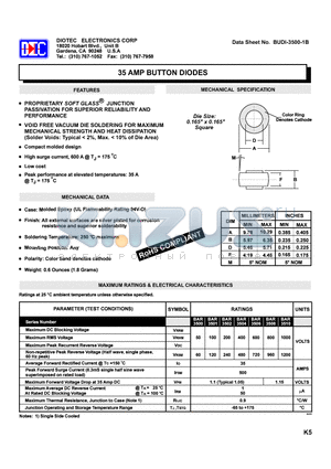 BAR3508 datasheet - 35 AMP BUTTON DIODES