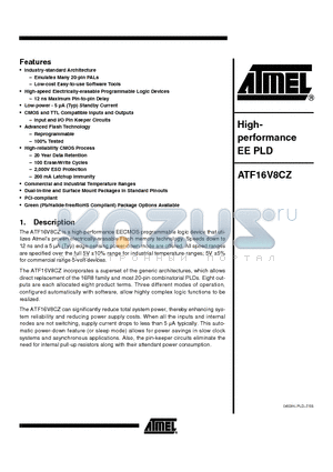 ATF16V8CZ-15XU datasheet - Highperformance EE PLD