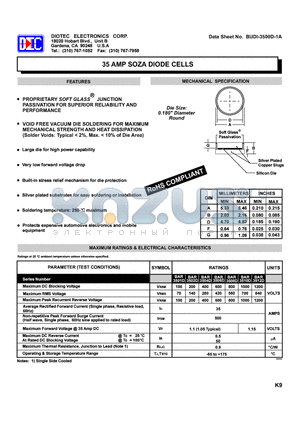 BAR3502D datasheet - 35 AMP SOZA DIODE CELLS