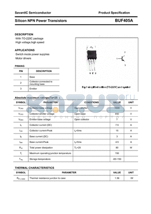 BUF405A datasheet - Silicon NPN Power Transistors