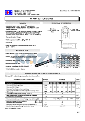 BAR6002 datasheet - 60 AMP BUTTON DIODES