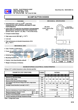 BAR6006S datasheet - 60 AMP BUTTON DIODES