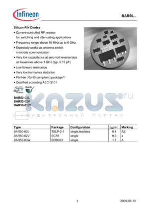 BAR50_09 datasheet - Silicon PIN Diodes