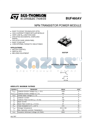 BUF460 datasheet - NPN TRANSISTOR POWER MODULE