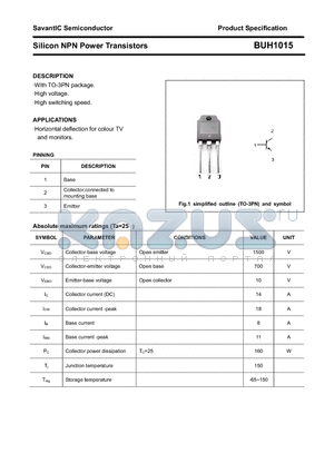 BUH1015 datasheet - Silicon NPN Power Transistors