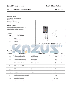 BUH313 datasheet - Silicon NPN Power Transistors