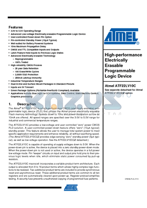 ATF22LV10C-10PI datasheet - High-performance Electrically Erasable Programmable Logic Device